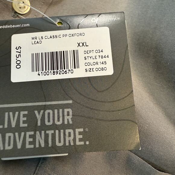 Men's Eddie Bauer Gray Classic Oxford‎ Button Down Size XXL NEW - Picture 4 of 10